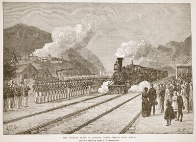 El Tren Fúnebre del General Grant Pasando por West Point, de un libro pub. 1896 de Alfred Rudolph Waud